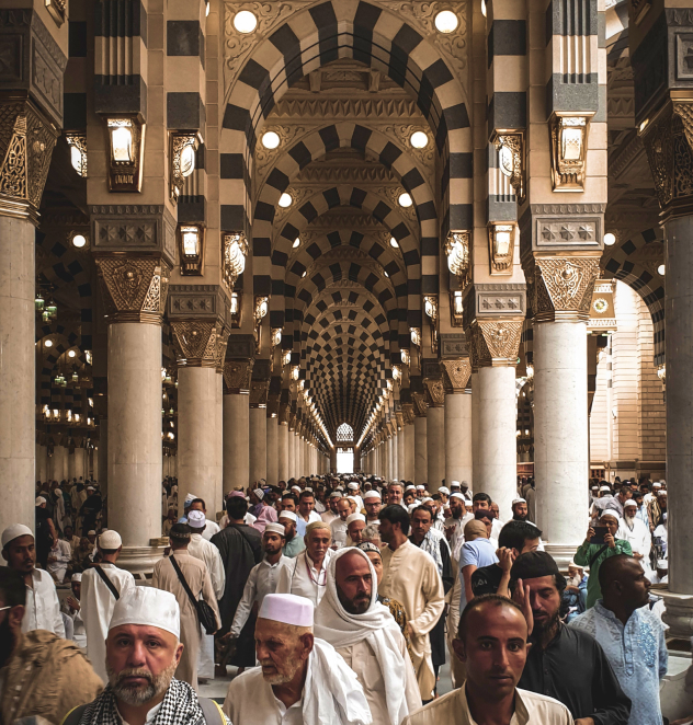Image of men in a mosque in Saudi Arabia